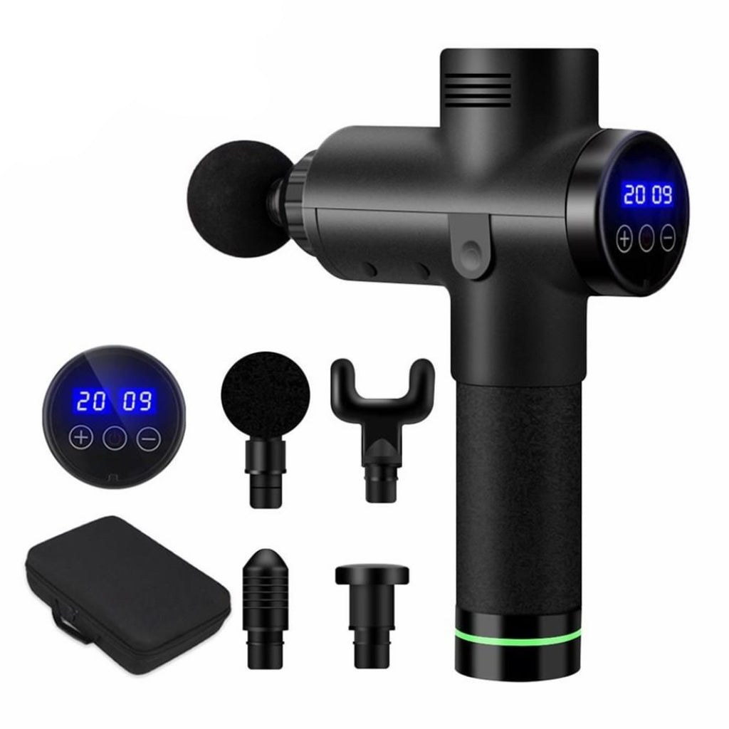 Powerbody High Powered Multi-attachment massage gun - carbon fibre color with case