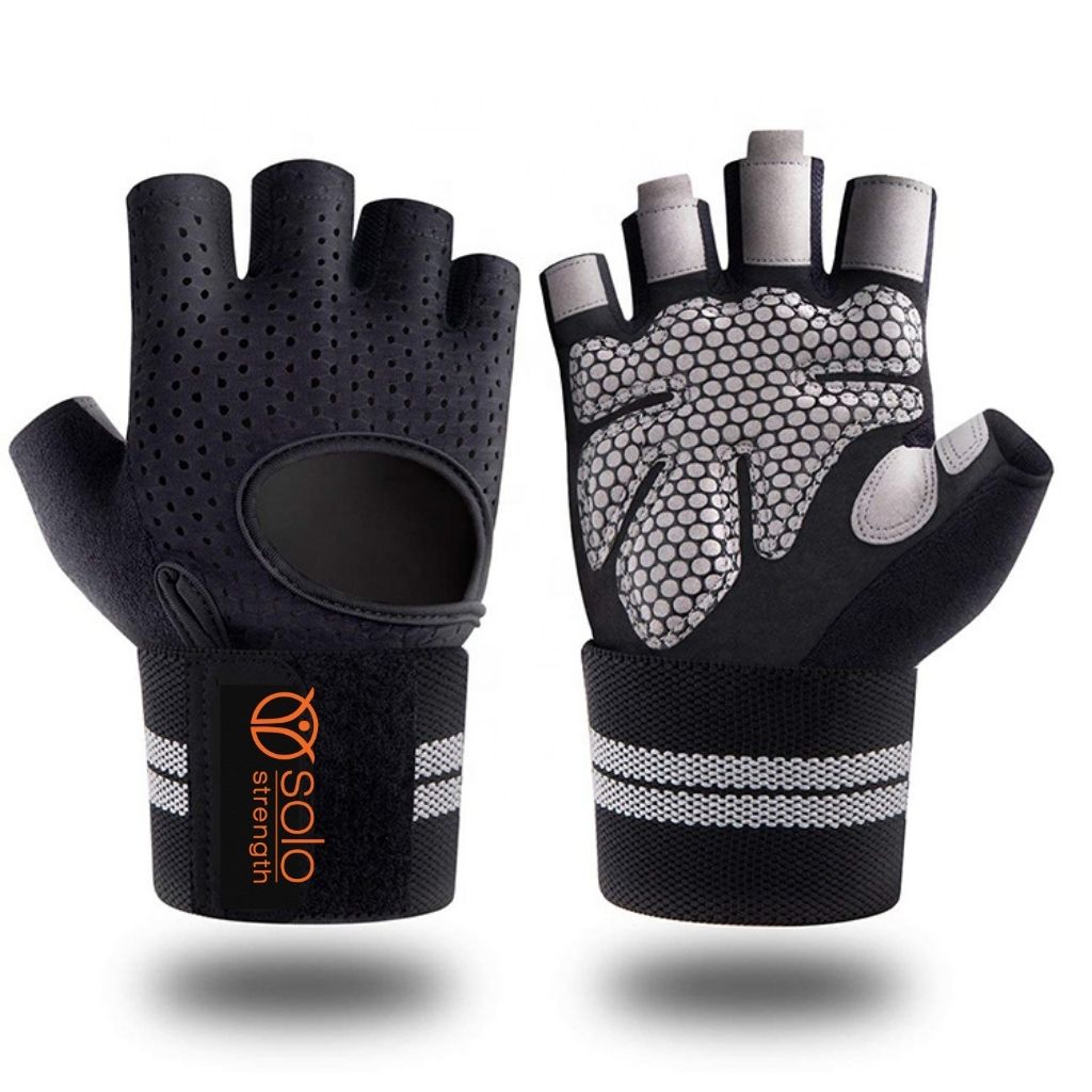 Lightweight and strong grip highly breathable powergrip training weight lifting gloves with wrist support - SoloStrength