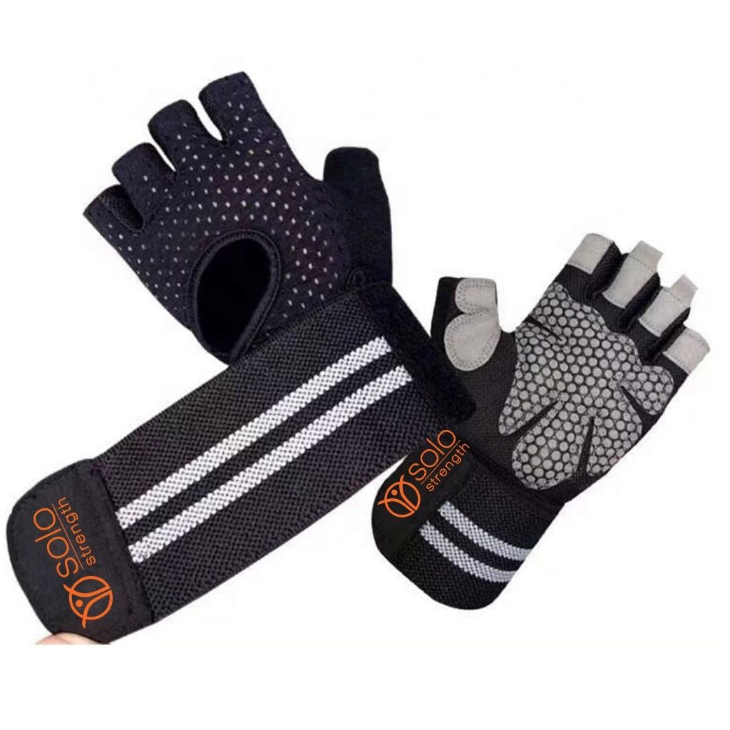 Lightweight and strong grip highly breathable powergrip training weight lifting gloves with wrist support - SoloStrength