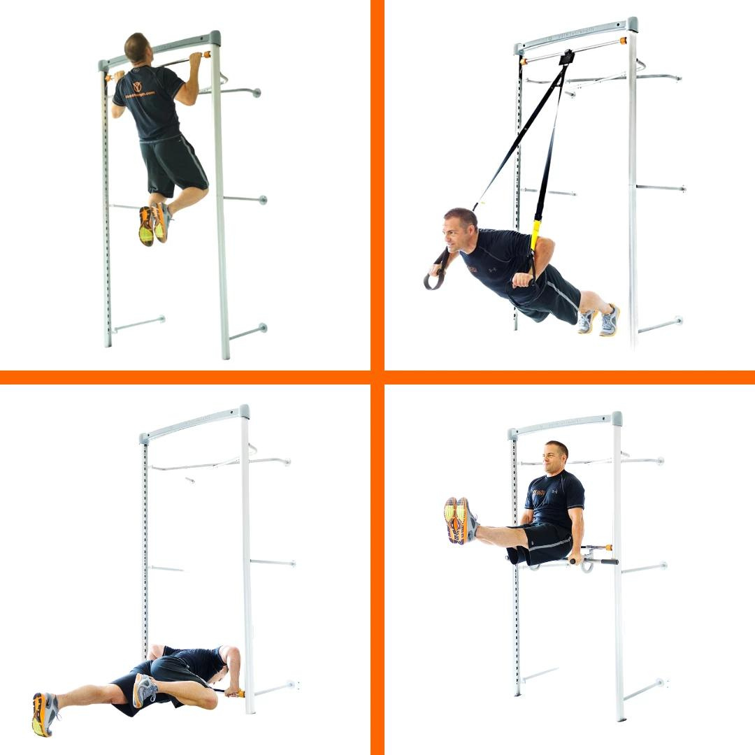 wall mounted adjustable height pull up dip station bar and trx bands anchor for bodyweight functional exercise