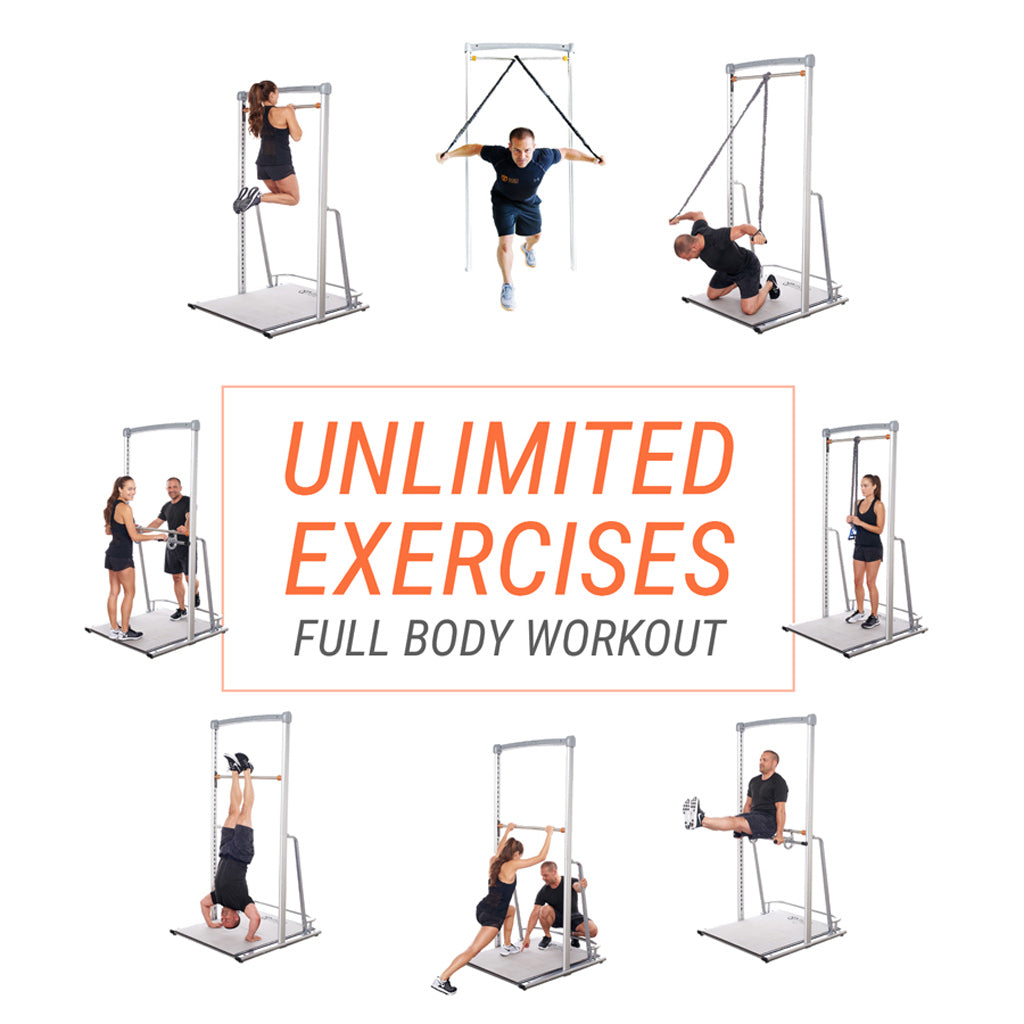 SoloStrength | Bodyweight Exercise Adjustable Height Pull Up Bar Ultimate Freestanding Home Gym Wall Mounted Foldup Rack for Pullups and Dip Exercises